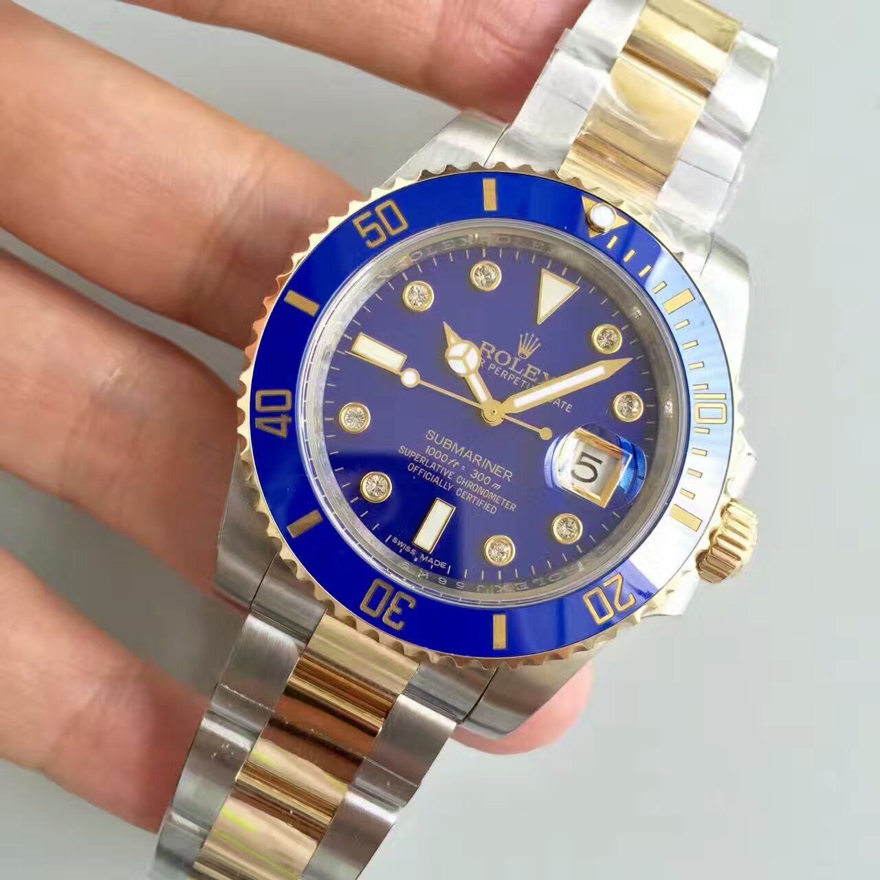 【N Factory V7版一比一复刻高仿手表】 Rolex  Submariner 型系列116613LB-97203 蓝盘镶钻 wrist watch  / R030