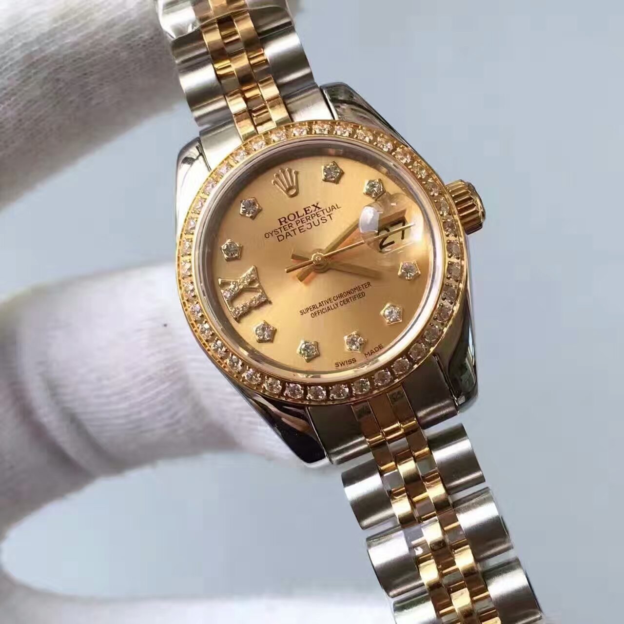 【台湾 Factory  top 复刻高仿手表】 Rolex 女装  Datejust 系列279383RBR香槟色表盘女士 wrist watch  / R144
