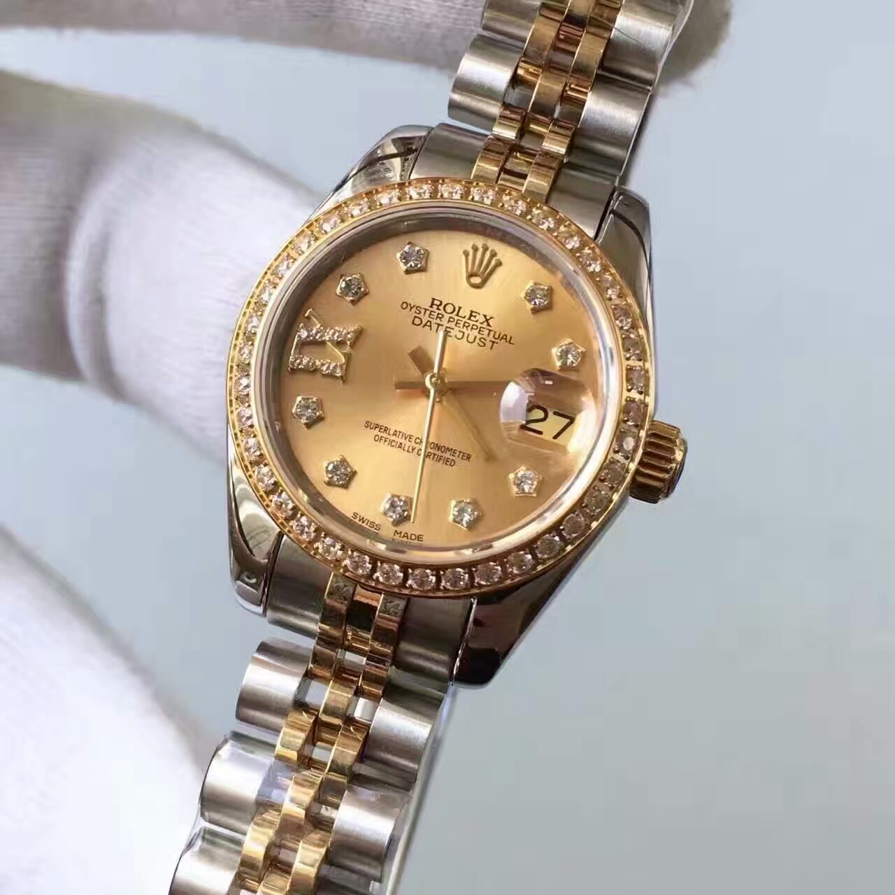 【台湾 Factory  top 复刻高仿手表】 Rolex 女装  Datejust 系列279383RBR香槟色表盘女士 wrist watch  / R144