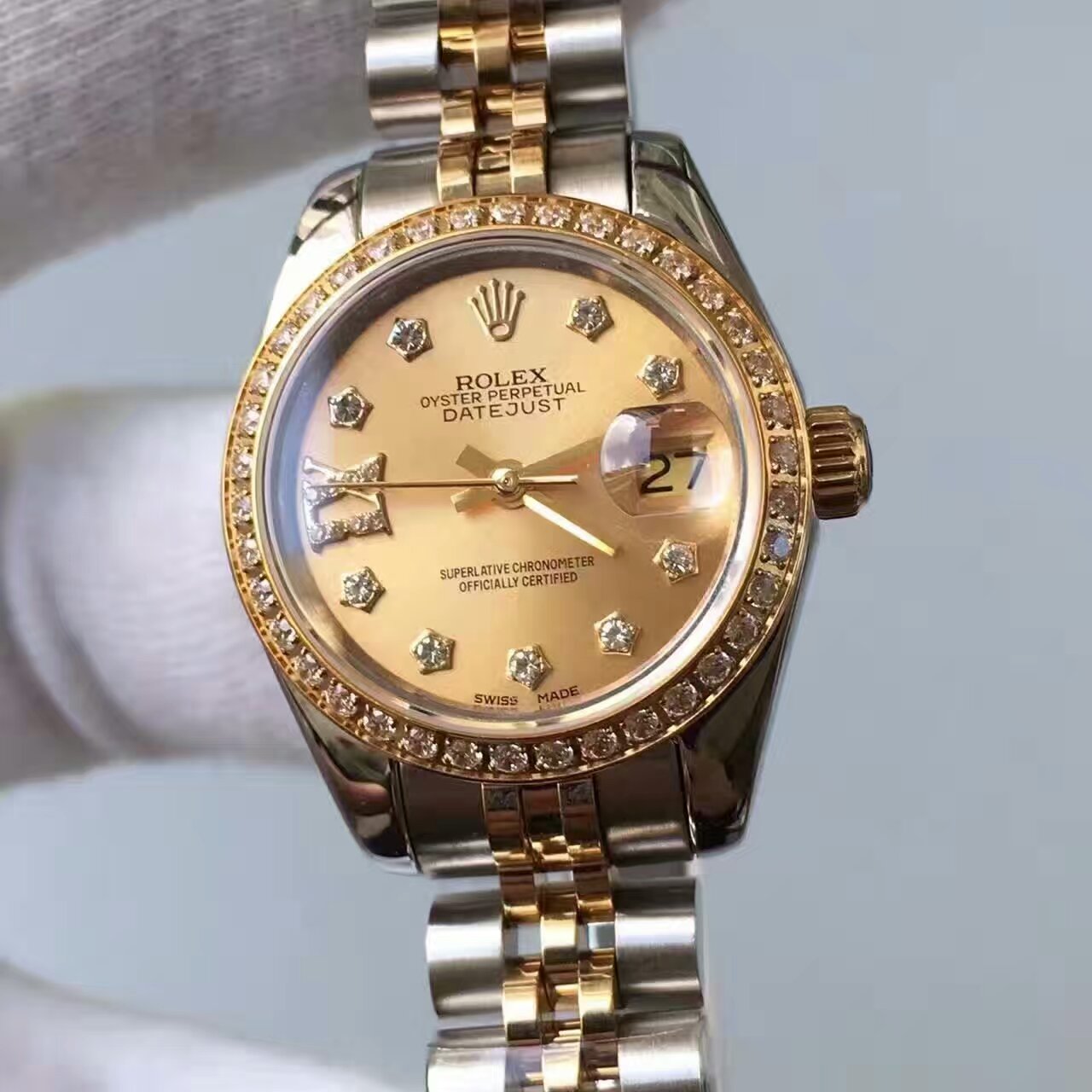 【台湾 Factory  top 复刻高仿手表】 Rolex 女装  Datejust 系列279383RBR香槟色表盘女士 wrist watch  / R144