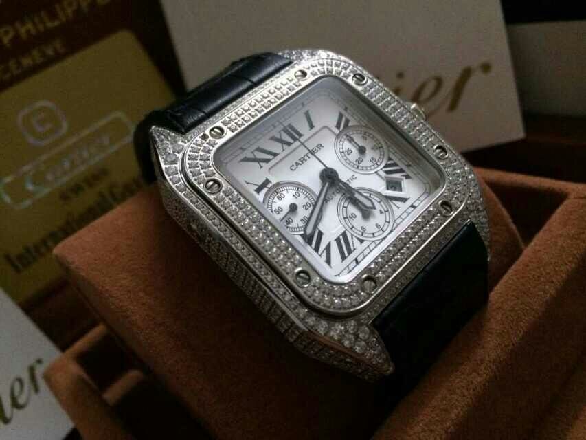 【视频解析】V6 Factory 出品 Cartier   Santos 高仿W20090X8满钻土豪款 wrist watch  /  Cartier   Santos 满钻土豪款