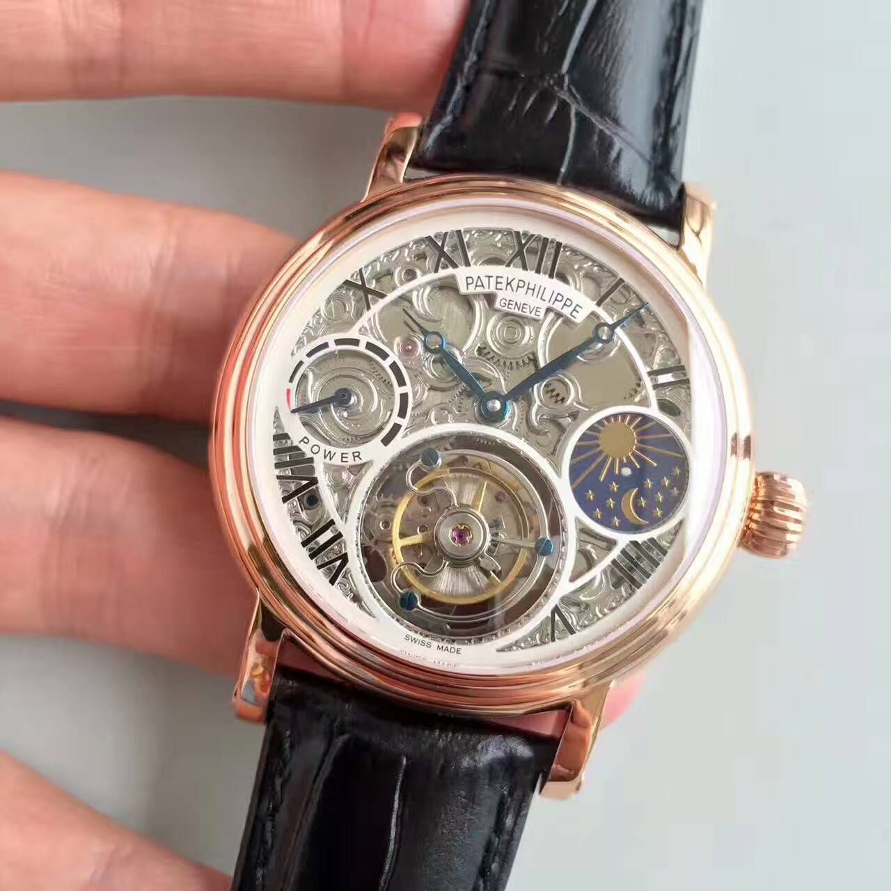 【TF Factory 一比一高精仿手表】 PATEK PHILIPPE 镂空雕花动力星辰真 Tourbillon  wrist watch  / BD202