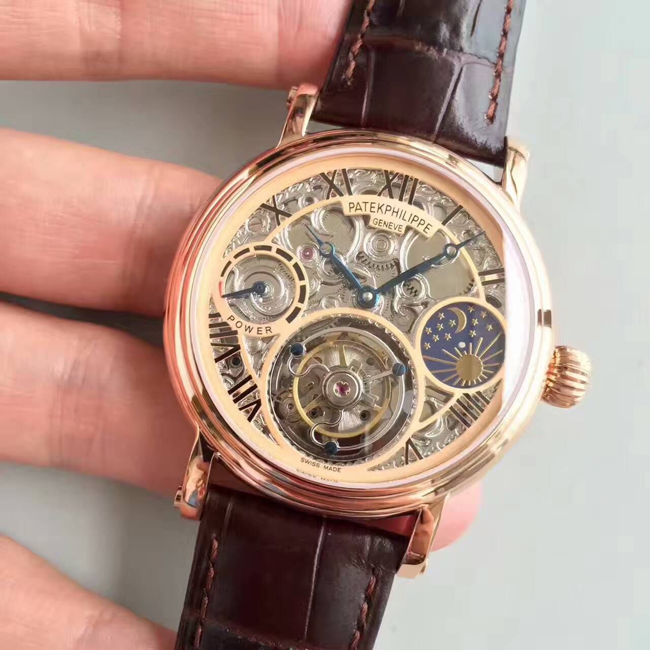 【TF Factory 一比一高精仿手表】 PATEK PHILIPPE 镂空雕花动力星辰真 Tourbillon  wrist watch  / BD202
