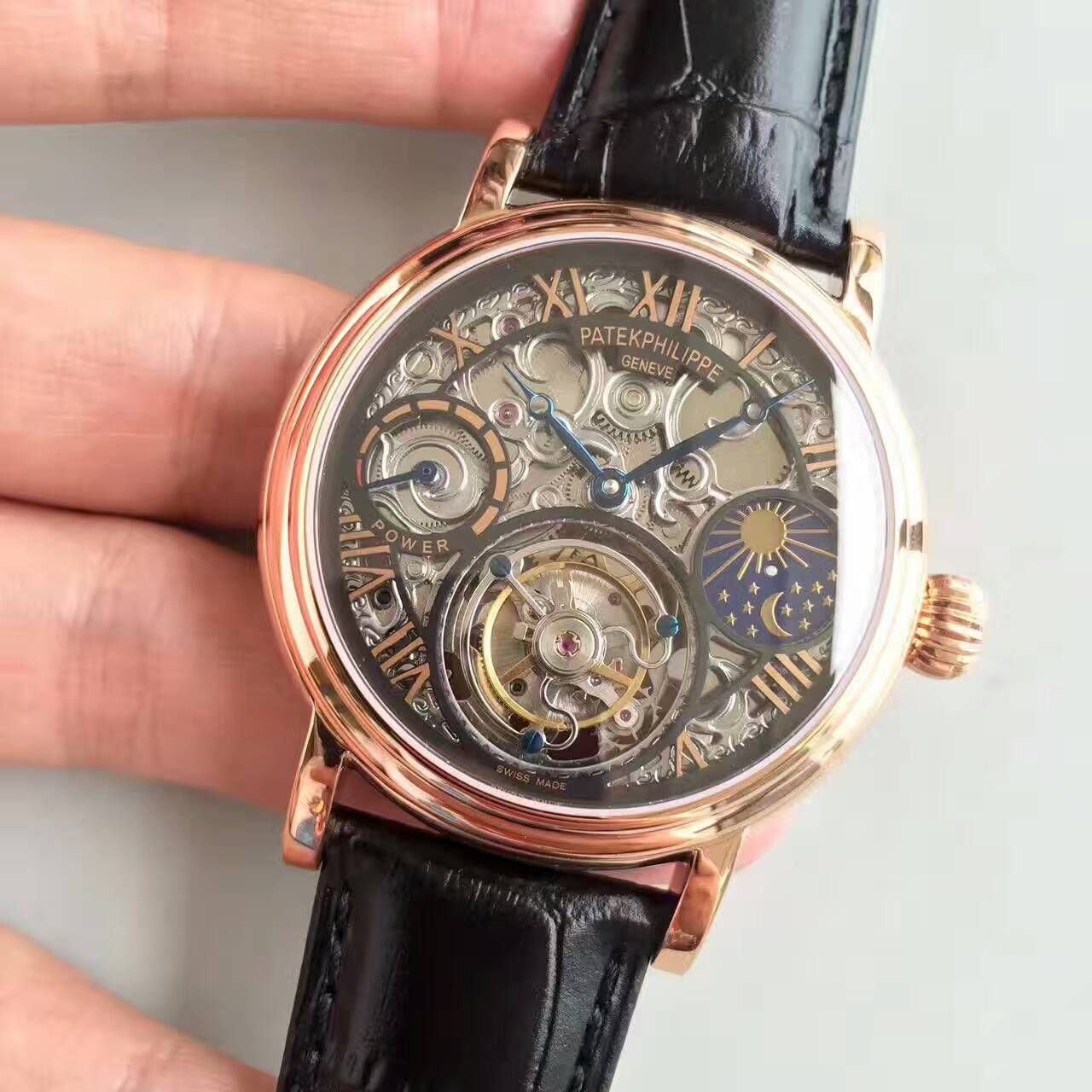 【TF Factory 一比一高精仿手表】 PATEK PHILIPPE 镂空雕花动力星辰真 Tourbillon  wrist watch  / BD202