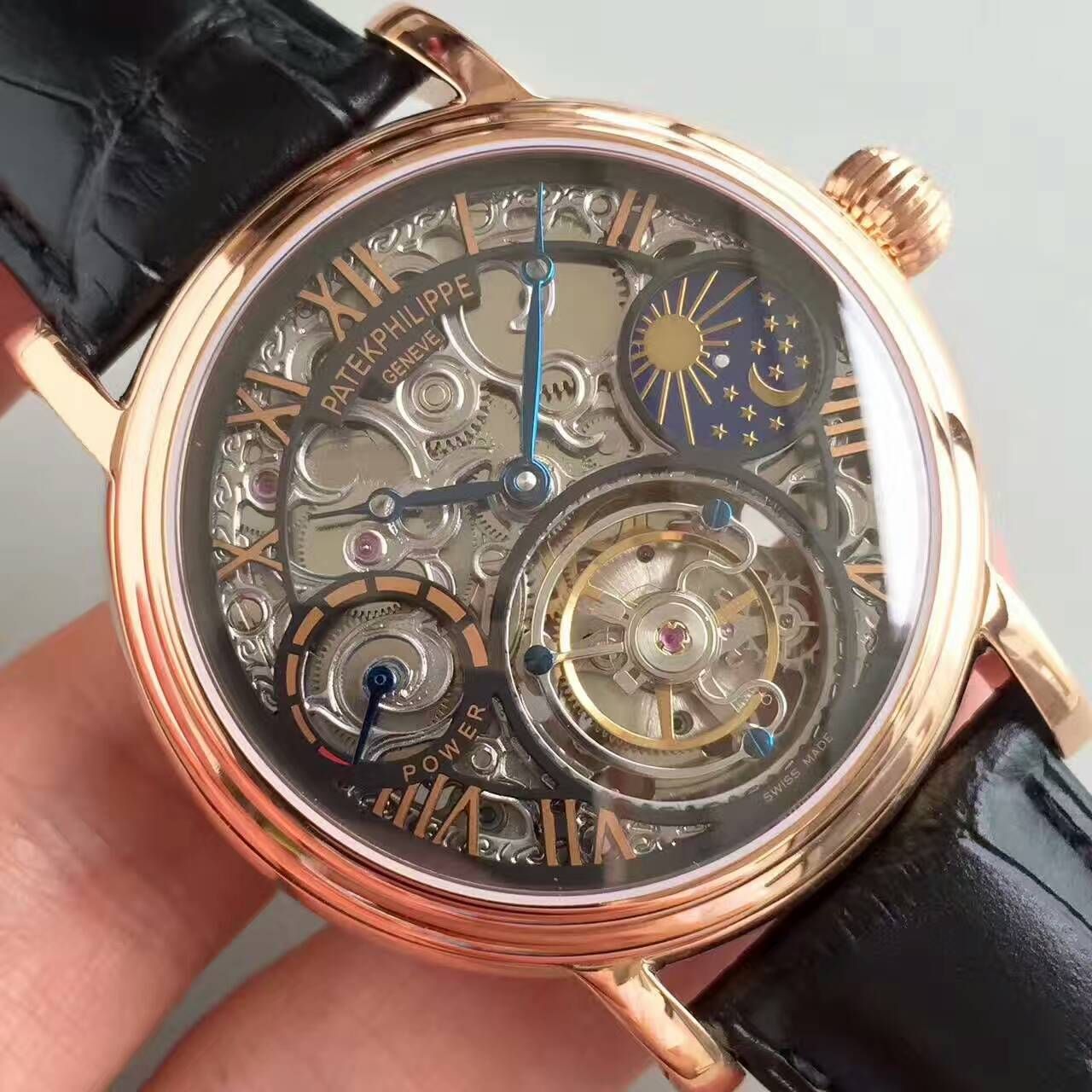 【TF Factory 一比一高精仿手表】 PATEK PHILIPPE 镂空雕花动力星辰真 Tourbillon  wrist watch  / BD202
