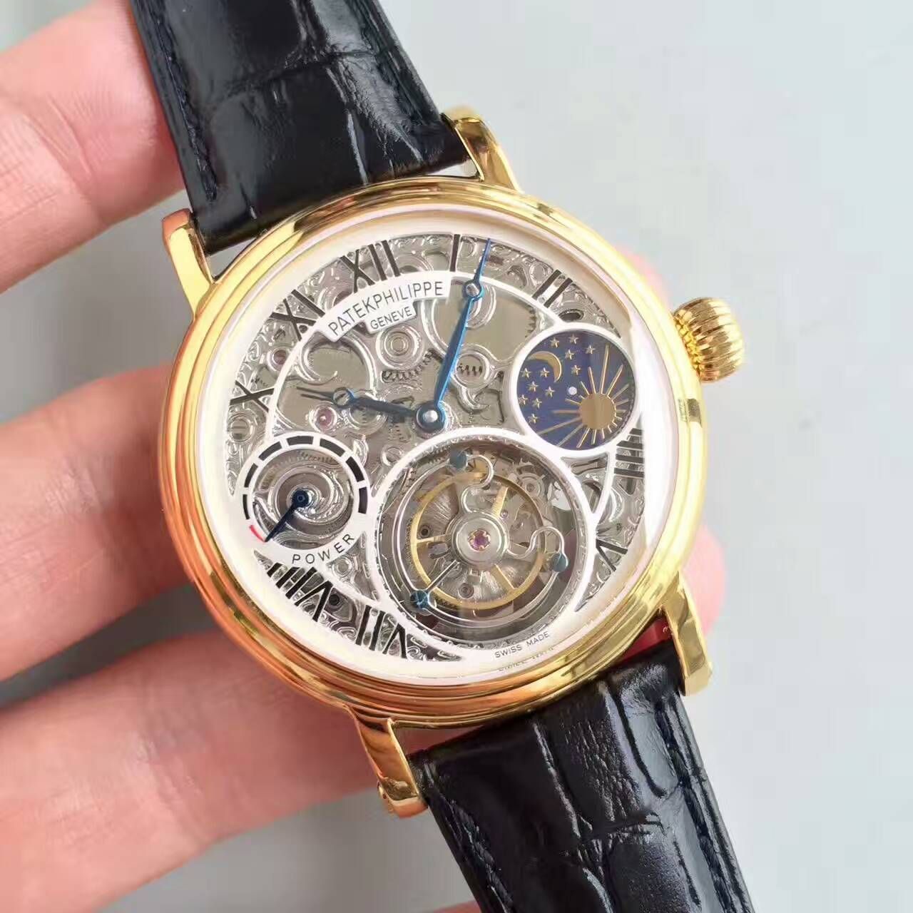 【TF Factory 一比一高精仿手表】 PATEK PHILIPPE 镂空雕花动力星辰真 Tourbillon  wrist watch  / BD202