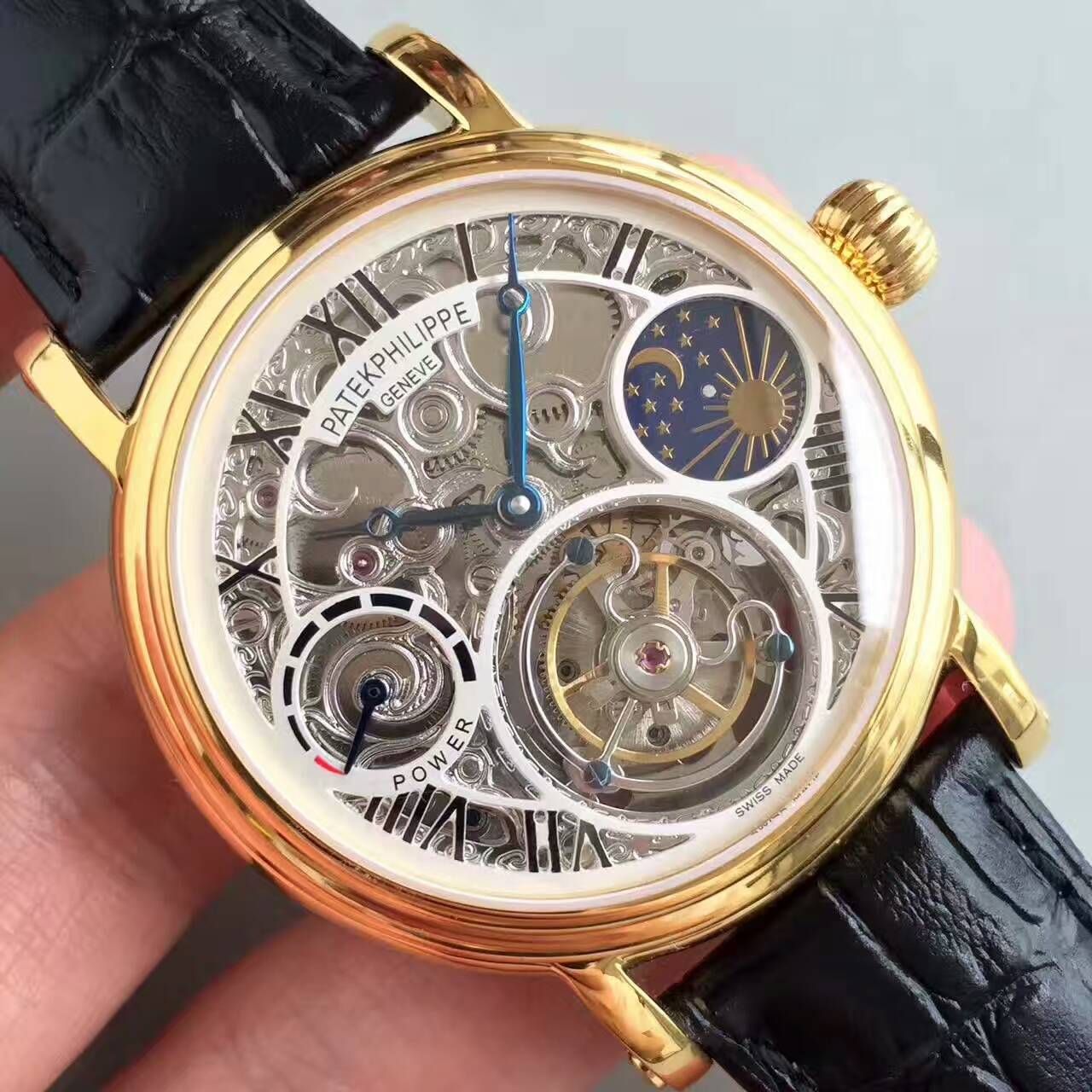 【TF Factory 一比一高精仿手表】 PATEK PHILIPPE 镂空雕花动力星辰真 Tourbillon  wrist watch  / BD202