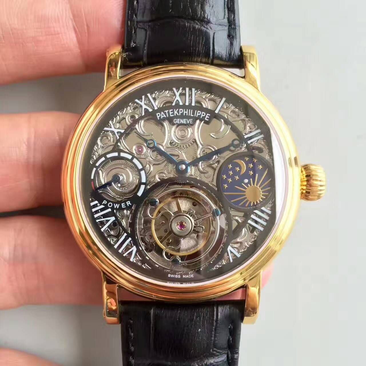 【TF Factory 一比一高精仿手表】 PATEK PHILIPPE 镂空雕花动力星辰真 Tourbillon  wrist watch  / BD202