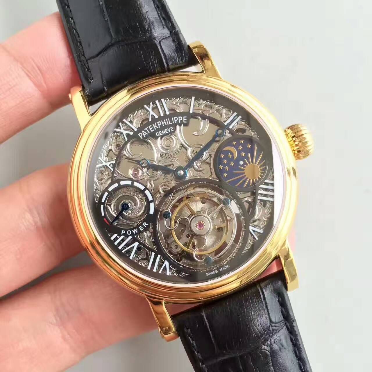 【TF Factory 一比一高精仿手表】 PATEK PHILIPPE 镂空雕花动力星辰真 Tourbillon  wrist watch  / BD202