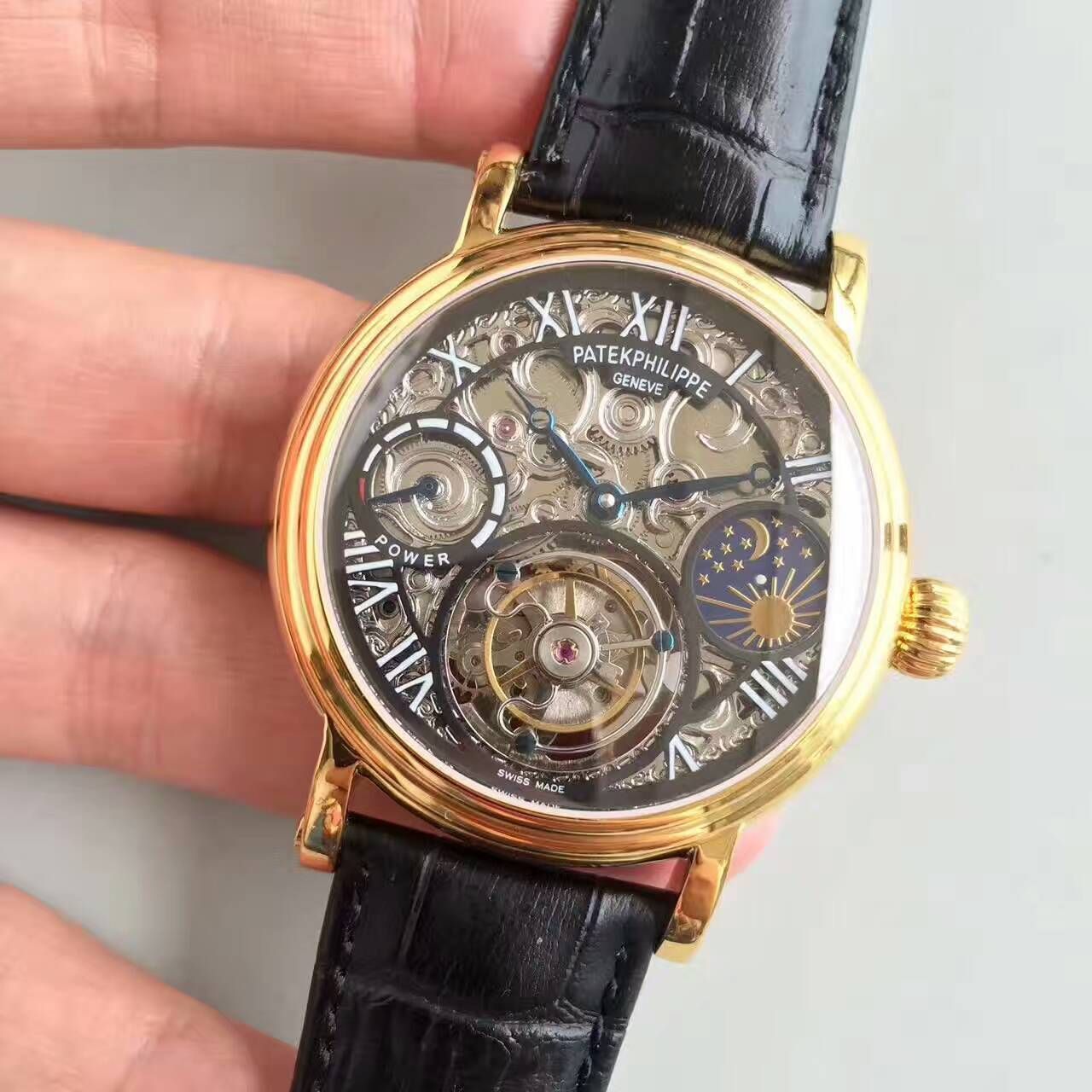 【TF Factory 一比一高精仿手表】 PATEK PHILIPPE 镂空雕花动力星辰真 Tourbillon  wrist watch  / BD202