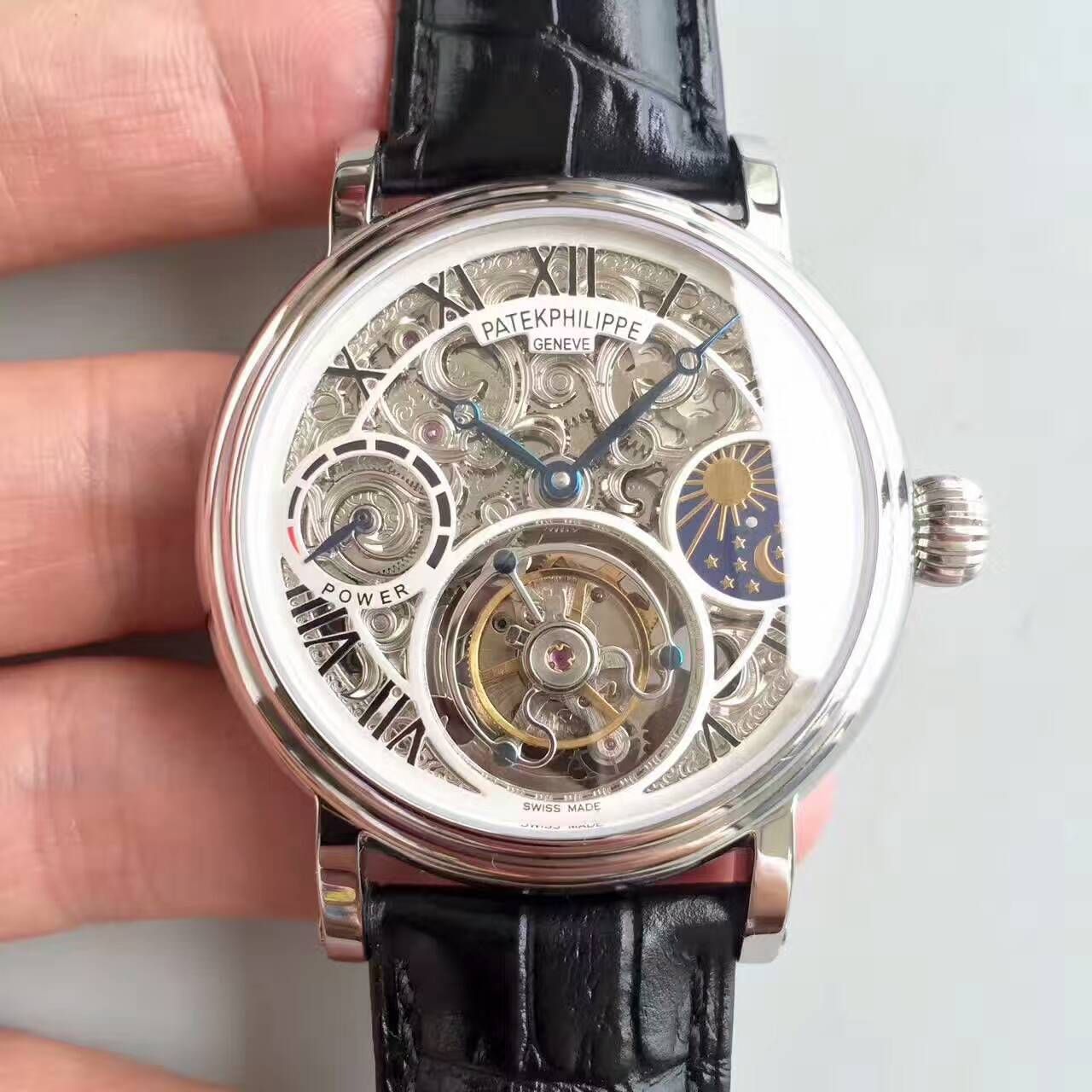【TF Factory 一比一高精仿手表】 PATEK PHILIPPE 镂空雕花动力星辰真 Tourbillon  wrist watch  / BD202