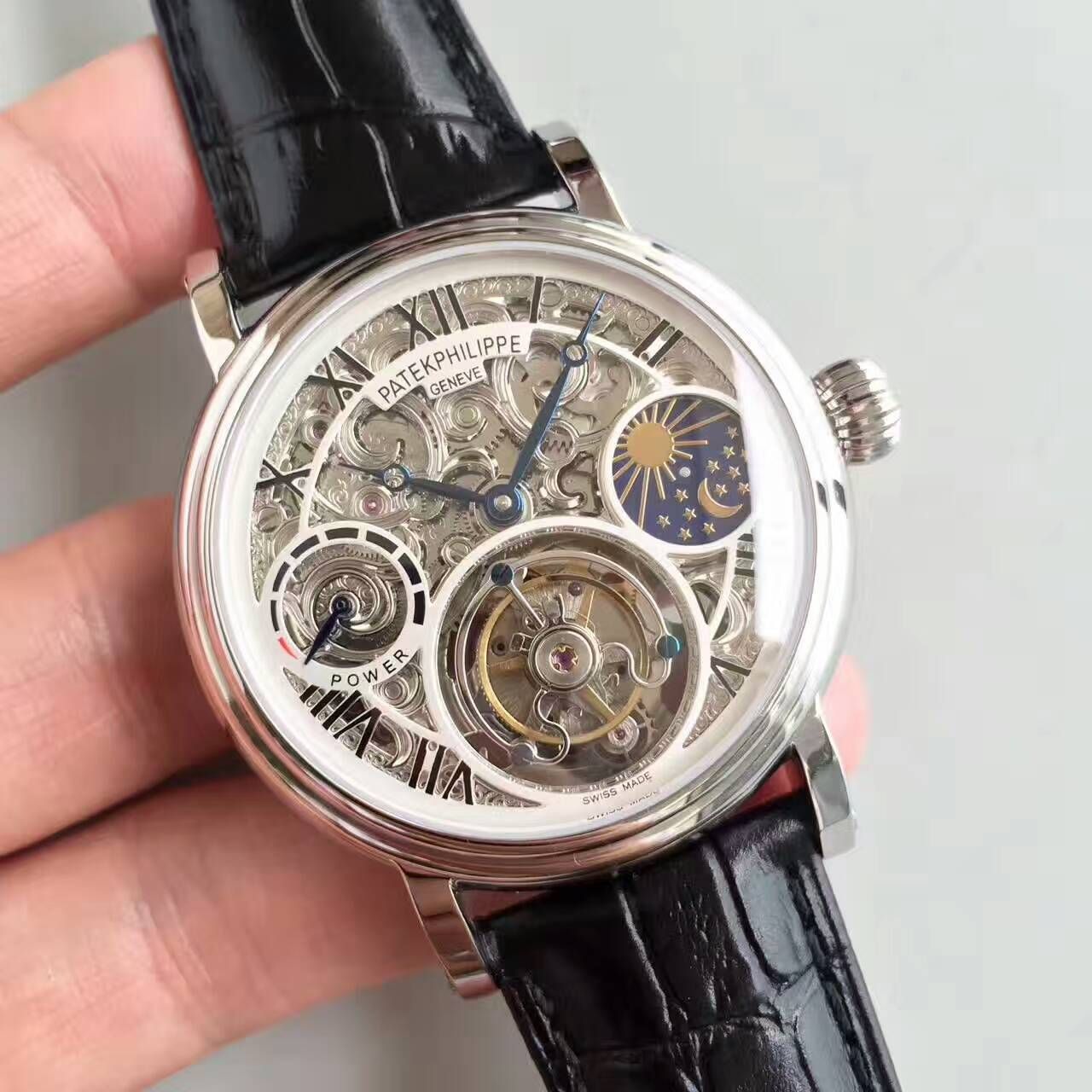 【TF Factory 一比一高精仿手表】 PATEK PHILIPPE 镂空雕花动力星辰真 Tourbillon  wrist watch  / BD202