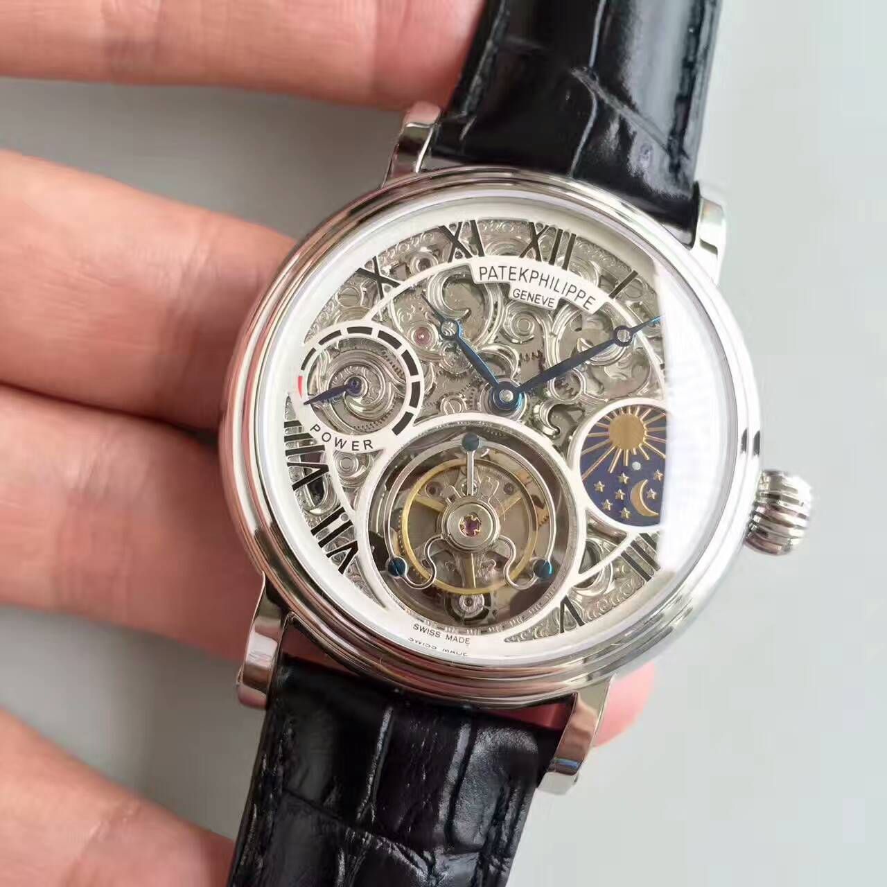 【TF Factory 一比一高精仿手表】 PATEK PHILIPPE 镂空雕花动力星辰真 Tourbillon  wrist watch  / BD202