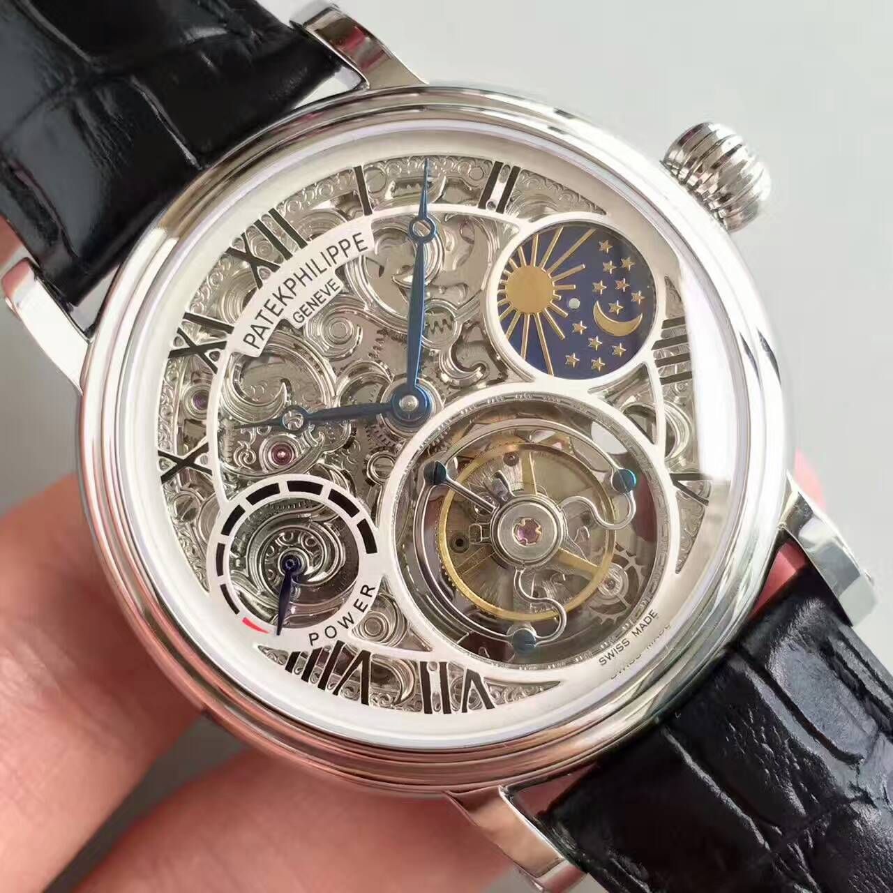 【TF Factory 一比一高精仿手表】 PATEK PHILIPPE 镂空雕花动力星辰真 Tourbillon  wrist watch  / BD202