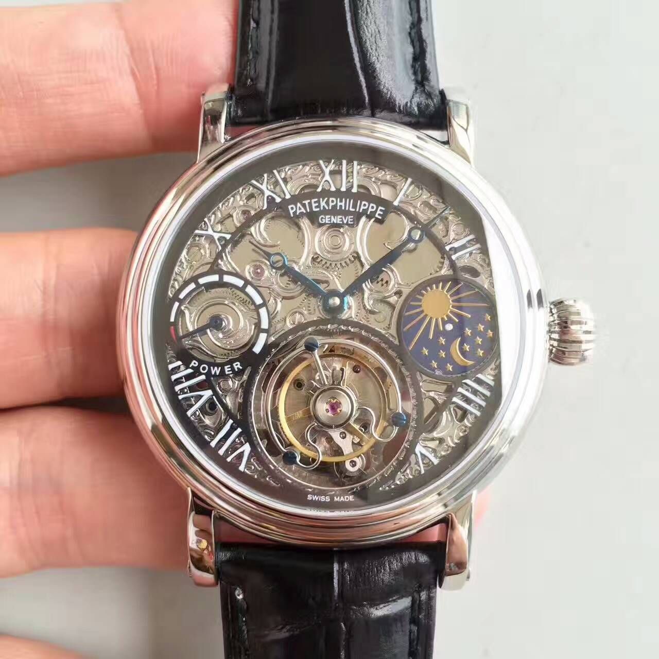 【TF Factory 一比一高精仿手表】 PATEK PHILIPPE 镂空雕花动力星辰真 Tourbillon  wrist watch  / BD202