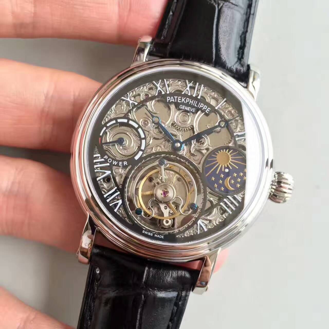 【TF Factory 一比一高精仿手表】 PATEK PHILIPPE 镂空雕花动力星辰真 Tourbillon  wrist watch  / BD202