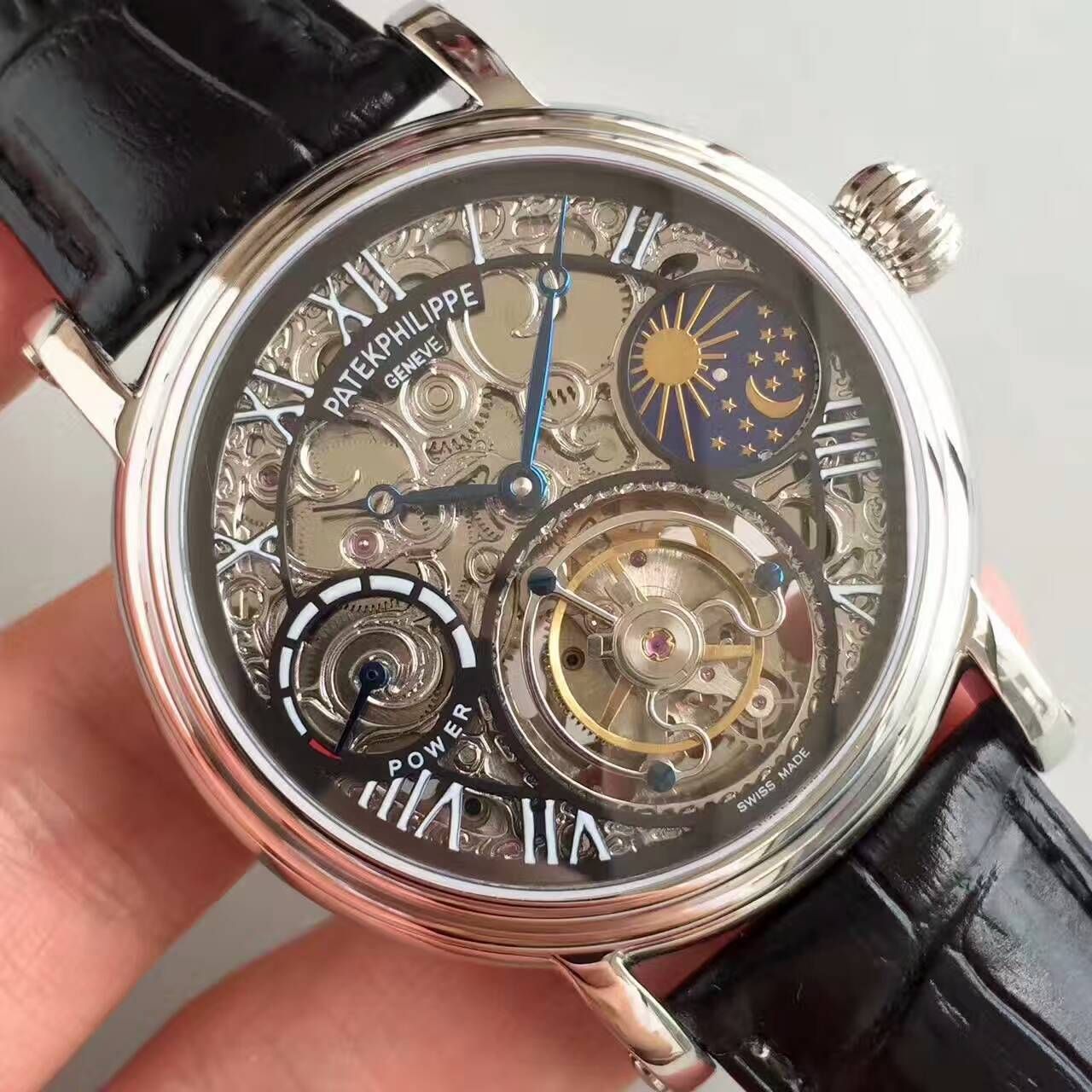 【TF Factory 一比一高精仿手表】 PATEK PHILIPPE 镂空雕花动力星辰真 Tourbillon  wrist watch  / BD202