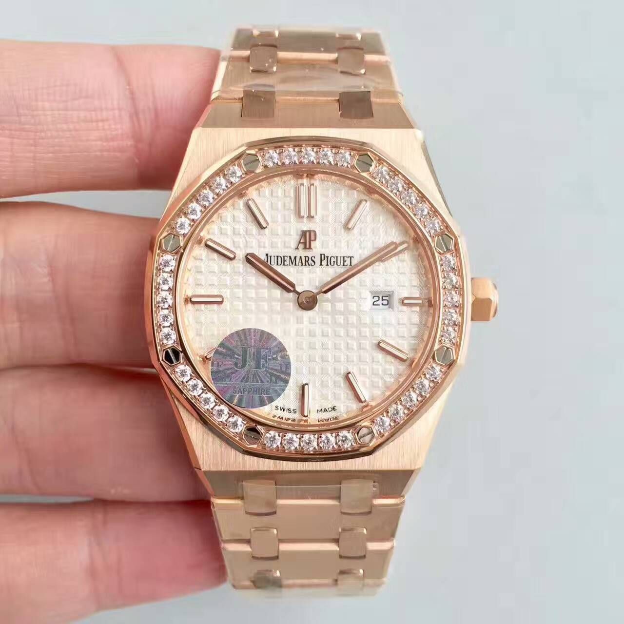 【JF一比一超A精仿手表】Audemars Piguet 皇家橡树系列高仿15452OR.ZZ.1258OR.01女士石英 wrist watch  / AP120