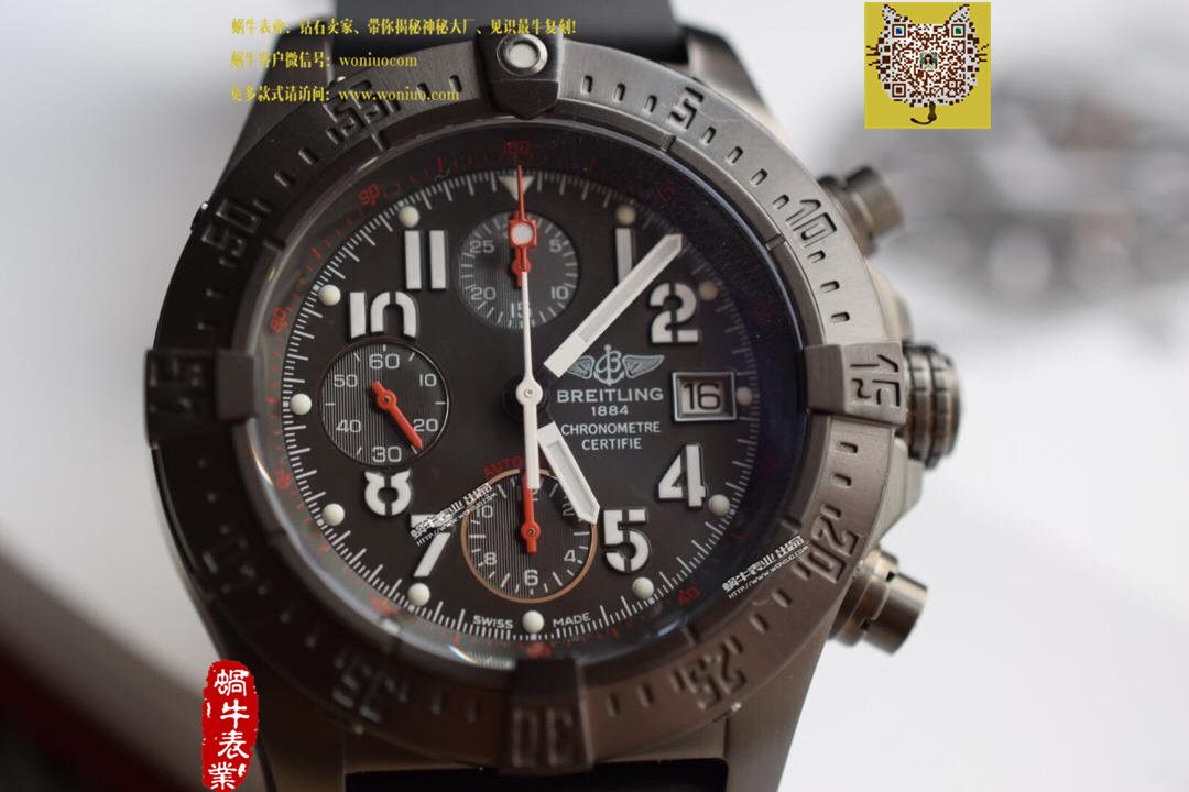 【实物图鉴赏】NOOB Factory 1:1复刻手表之 Breitling 复仇者系列黑钢 watchcase 黑色表盘橡胶 watchband   wrist watch  / BL015.0