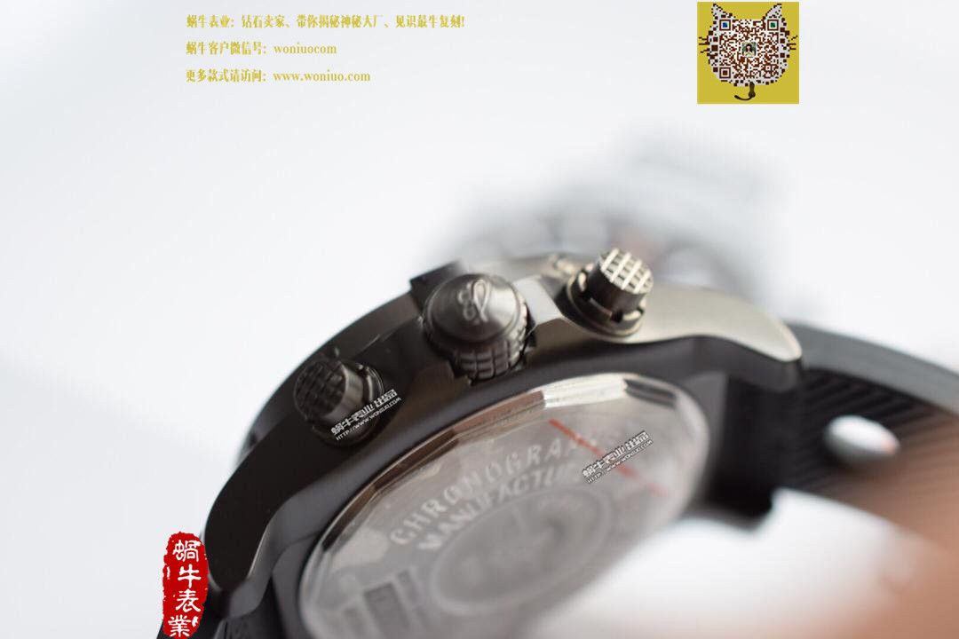 【实物图鉴赏】NOOB Factory 1:1复刻手表之 Breitling 复仇者系列黑钢 watchcase 黑色表盘橡胶 watchband   wrist watch  / BL015.0