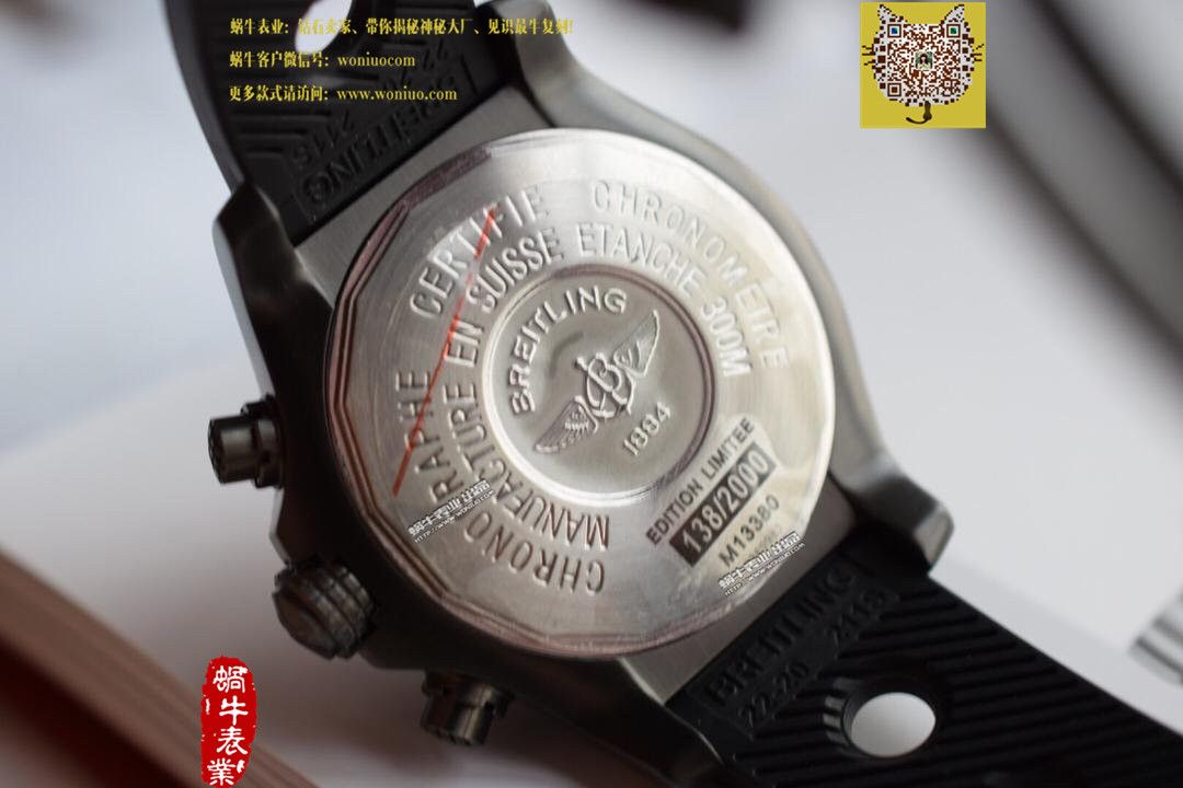 【实物图鉴赏】NOOB Factory 1:1复刻手表之 Breitling 复仇者系列黑钢 watchcase 黑色表盘橡胶 watchband   wrist watch  / BL015.0