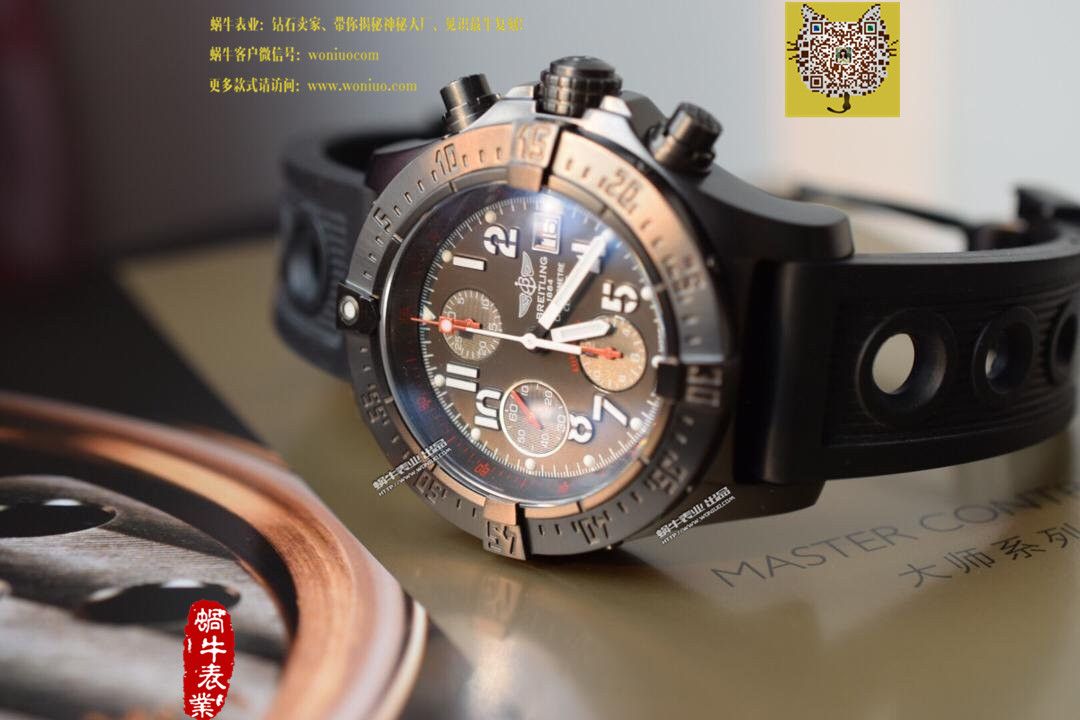 【实物图鉴赏】NOOB Factory 1:1复刻手表之 Breitling 复仇者系列黑钢 watchcase 黑色表盘橡胶 watchband   wrist watch  / BL015.0