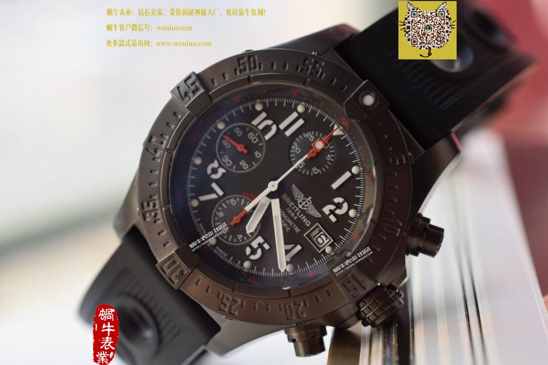 【实物图鉴赏】NOOB Factory 1:1复刻手表之 Breitling 复仇者系列黑钢 watchcase 黑色表盘橡胶 watchband   wrist watch  / BL015.0