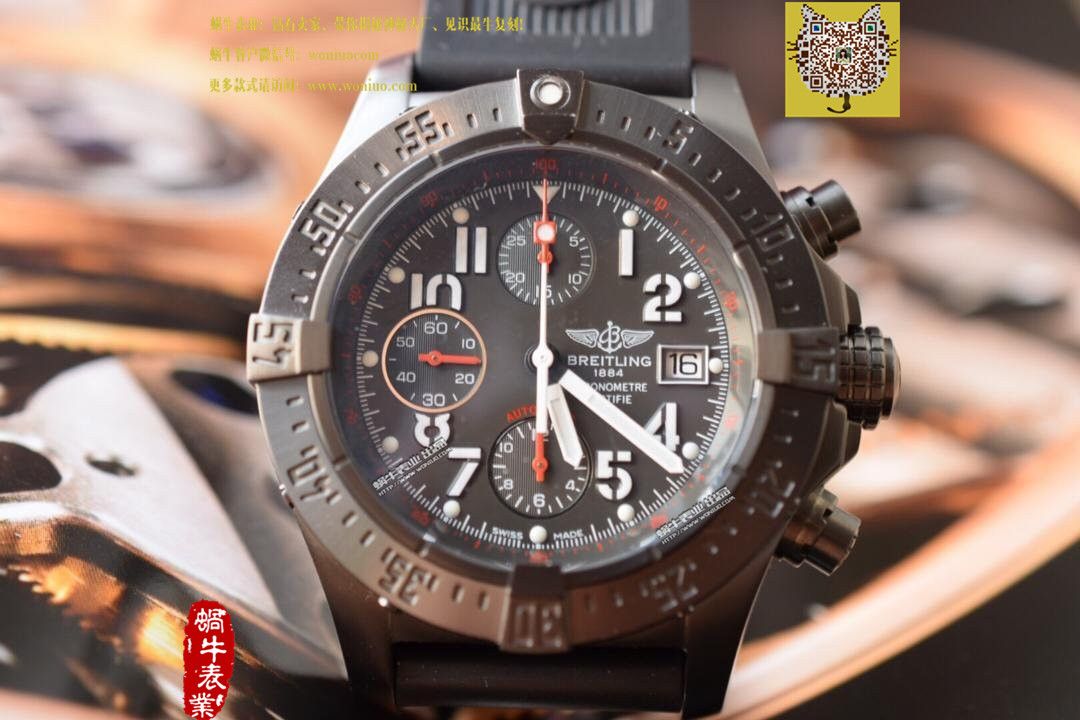 【实物图鉴赏】NOOB Factory 1:1复刻手表之 Breitling 复仇者系列黑钢 watchcase 黑色表盘橡胶 watchband   wrist watch  / BL015.0
