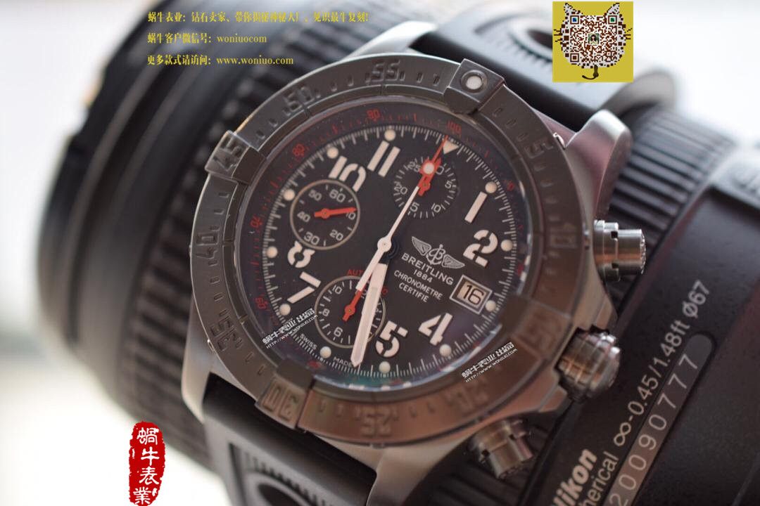【实物图鉴赏】NOOB Factory 1:1复刻手表之 Breitling 复仇者系列黑钢 watchcase 黑色表盘橡胶 watchband   wrist watch  / BL015.0