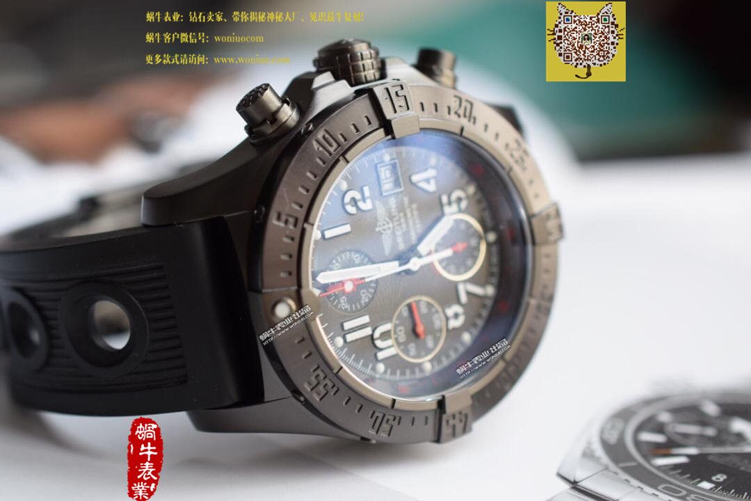 【实物图鉴赏】NOOB Factory 1:1复刻手表之 Breitling 复仇者系列黑钢 watchcase 黑色表盘橡胶 watchband   wrist watch  / BL015.0