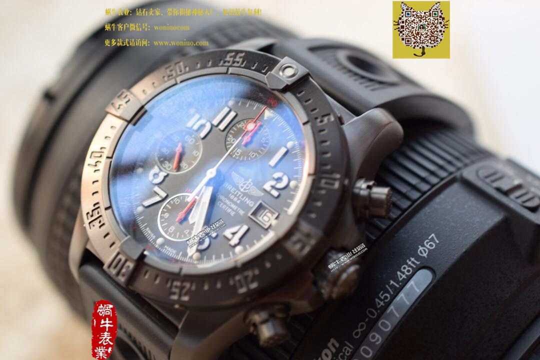 【实物图鉴赏】NOOB Factory 1:1复刻手表之 Breitling 复仇者系列黑钢 watchcase 黑色表盘橡胶 watchband   wrist watch  / BL015.0