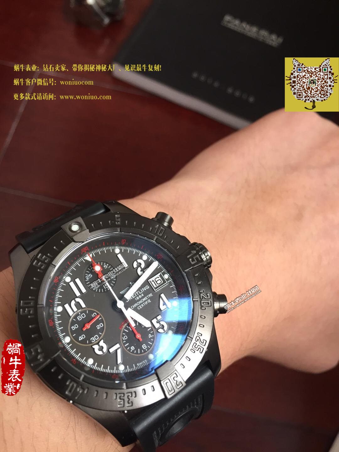 【实物图鉴赏】NOOB Factory 1:1复刻手表之 Breitling 复仇者系列黑钢 watchcase 黑色表盘橡胶 watchband   wrist watch  / BL015.0