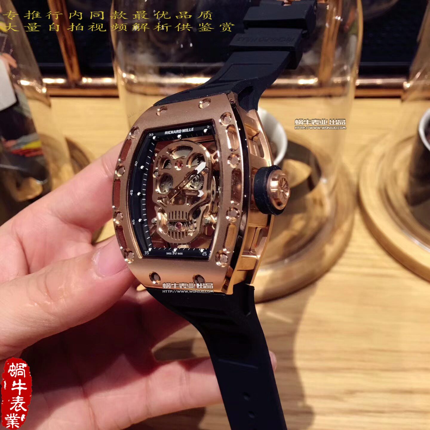 【KV Factory 一比一超A高仿手表】RICHARD MILLE 男士系列RM 052 金色骷髅头 wrist watch  / RM 052