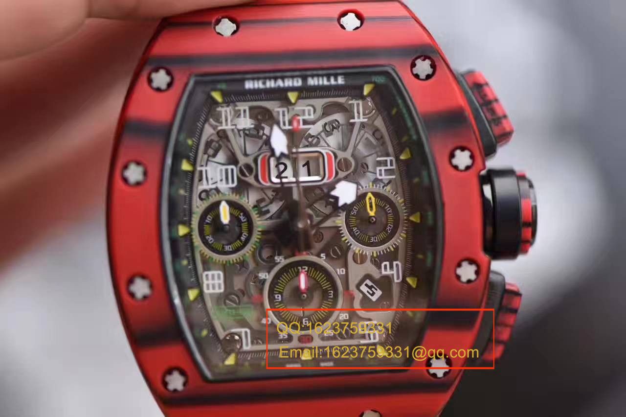 【独家视频测评RM一比一超A高仿手表】RICHARD MILLE 男士系列RM 011 RED QTPT红 carbon fiber  wrist watch  / RMBH11-03B