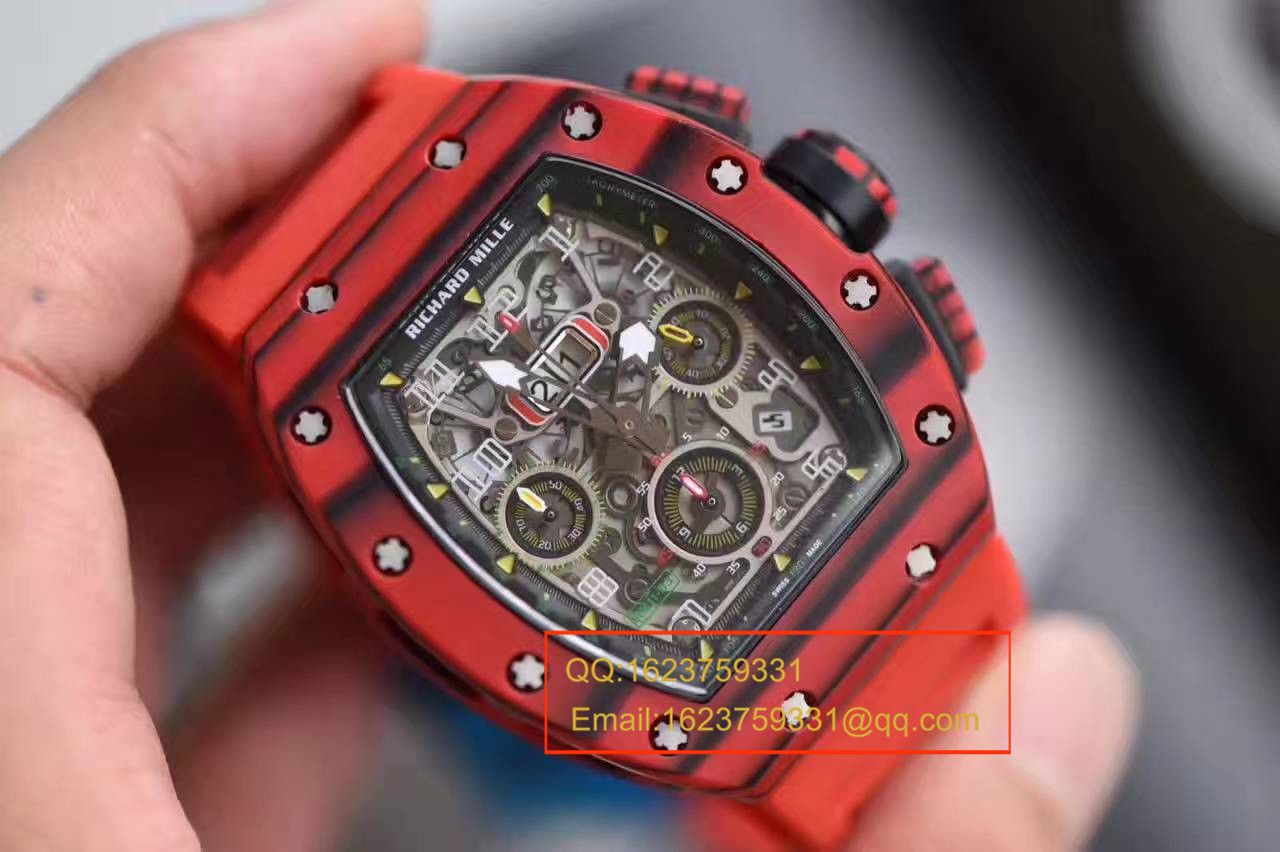 【独家视频测评RM一比一超A高仿手表】RICHARD MILLE 男士系列RM 011 RED QTPT红 carbon fiber  wrist watch  / RMBH11-03B