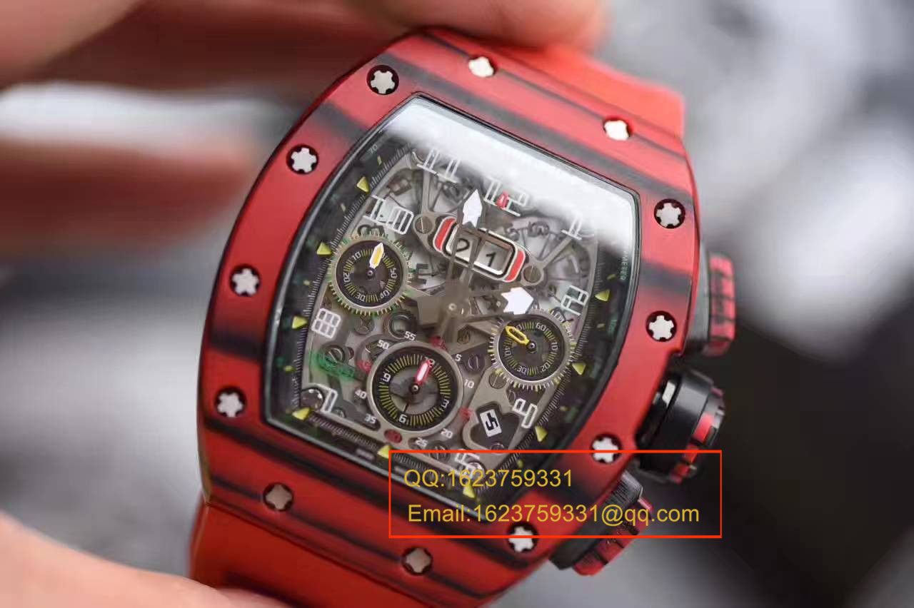 【独家视频测评RM一比一超A高仿手表】RICHARD MILLE 男士系列RM 011 RED QTPT红 carbon fiber  wrist watch  / RMBH11-03B