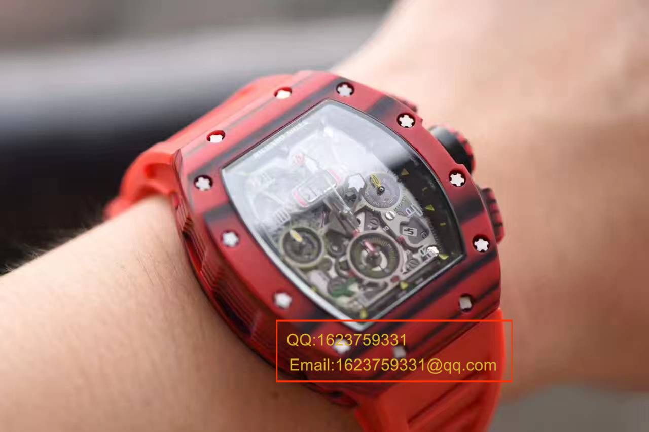 【独家视频测评RM一比一超A高仿手表】RICHARD MILLE 男士系列RM 011 RED QTPT红 carbon fiber  wrist watch  / RMBH11-03B