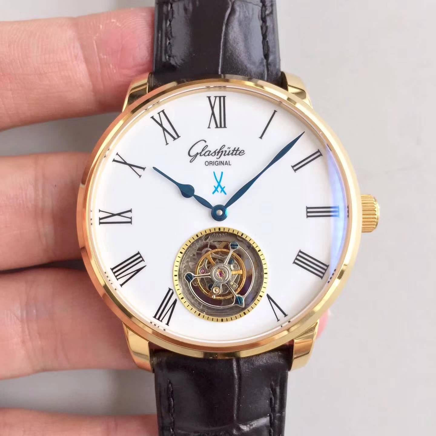 【GF Factory 一比一高仿手表】glashuette original原创议员天文台 wrist watch 系列 94-11-01-01-04 Tourbillon  wrist watch  / GLA038