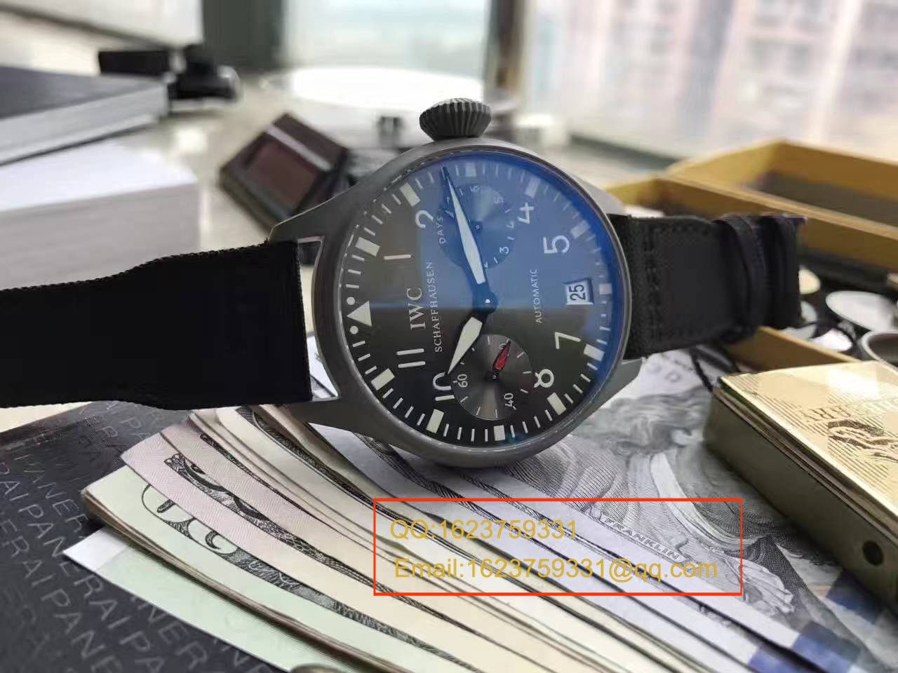 【实拍图鉴赏】YL Factory 1:1超A高仿手表之 IWC 大飞特别版新款-喷砂精钢壳套黑面男表 / WG257
