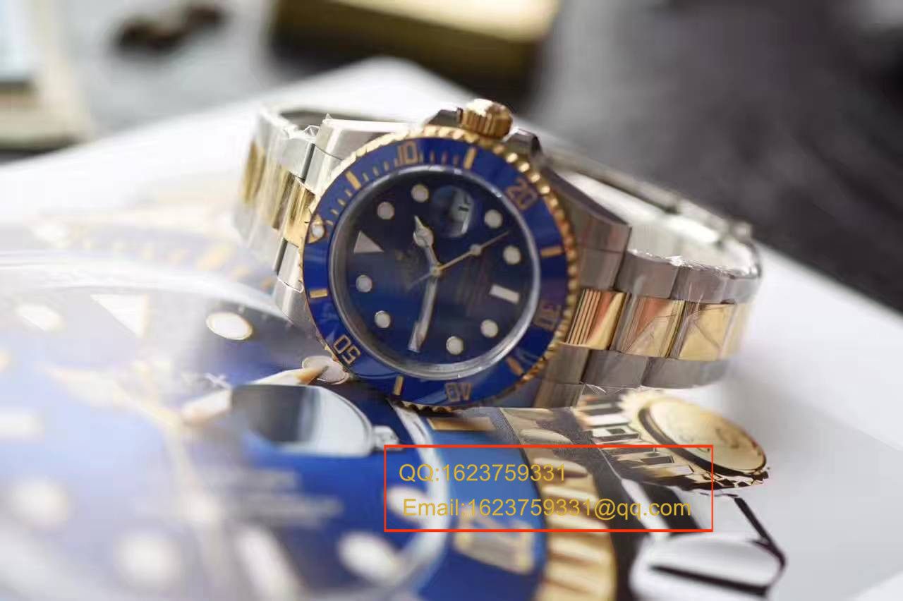 【独家视频测评JF Factory 1:1超A高仿手表】 Rolex  Submariner 型系列116613LB-97203间金蓝金水鬼 wrist watch  / RBG157