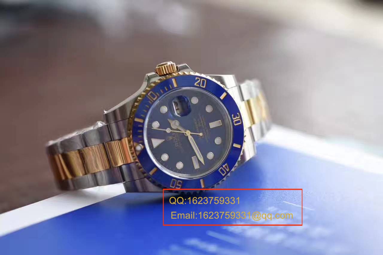 【独家视频测评JF Factory 1:1超A高仿手表】 Rolex  Submariner 型系列116613LB-97203间金蓝金水鬼 wrist watch  / RBG157