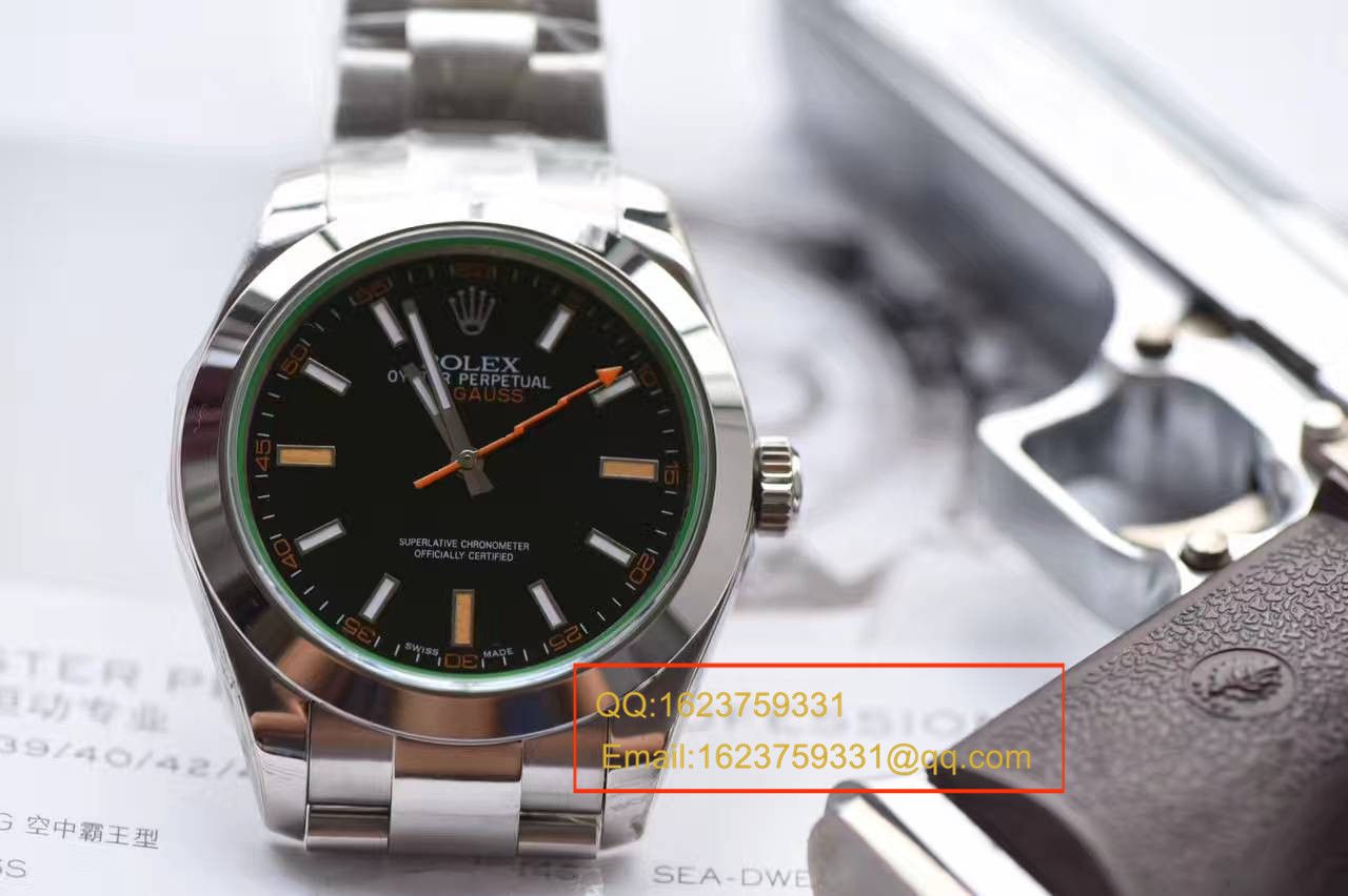 【N Factory 一比一超A高精仿手表】 Rolex 闪电闪电绿玻璃MILGAUSS 116400 最高版本 / RBA186