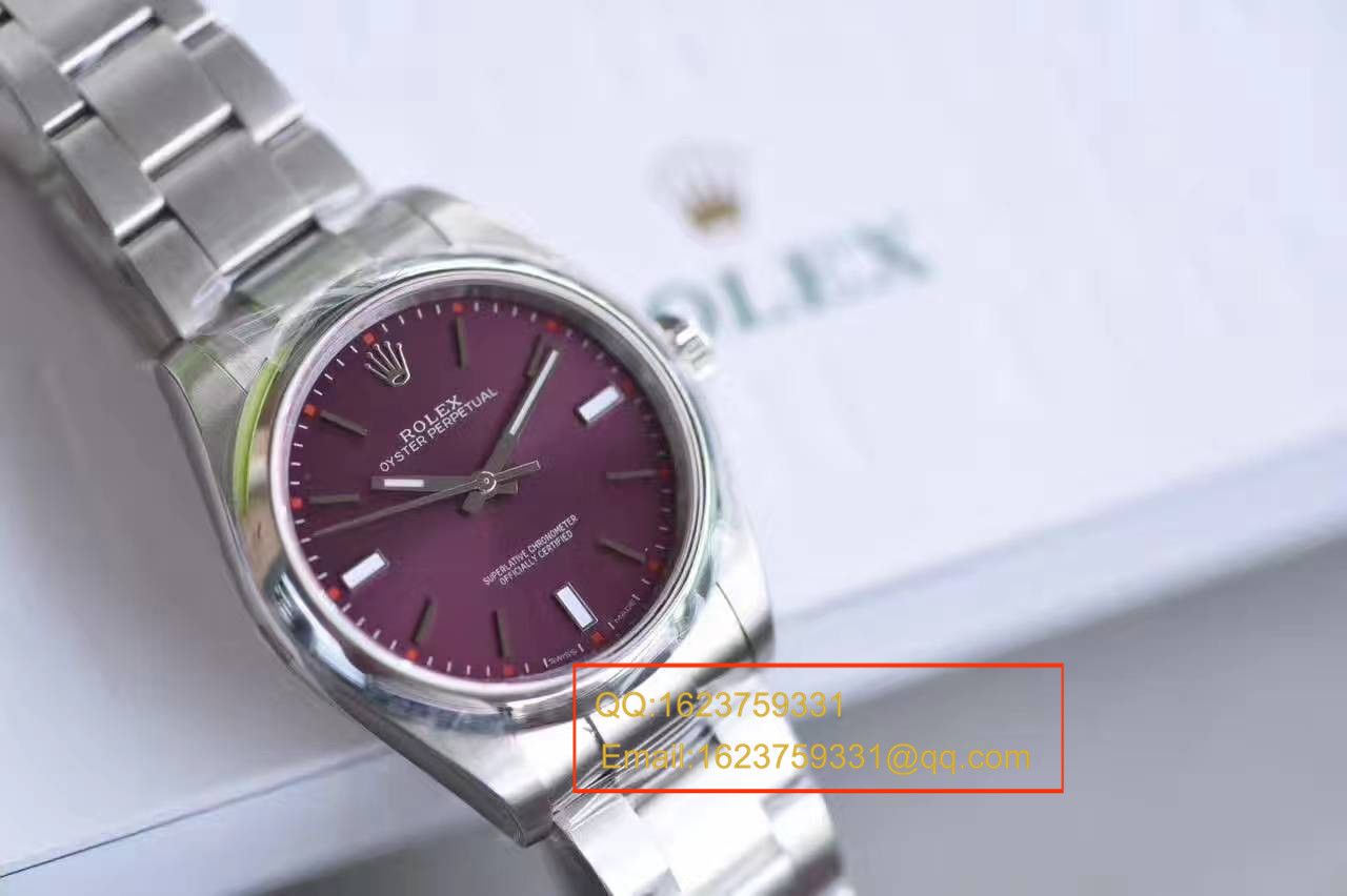 【JF Factory  top 1:1复刻高仿手表】 Rolex  oyster perpetual 动系列114300红葡萄色 wrist watch  / R151