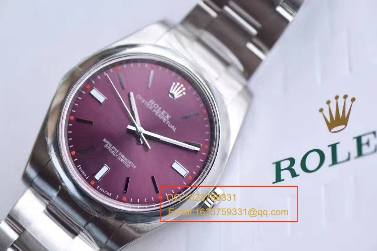 【JF Factory  top 1:1复刻高仿手表】 Rolex  oyster perpetual 动系列114300红葡萄色 wrist watch  / R151
