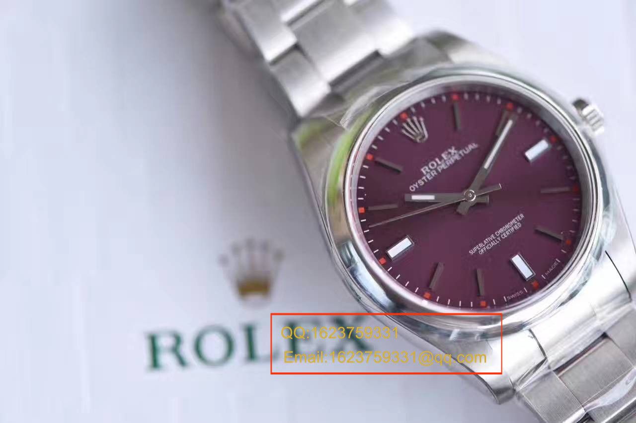 【JF Factory  top 1:1复刻高仿手表】 Rolex  oyster perpetual 动系列114300红葡萄色 wrist watch  / R151