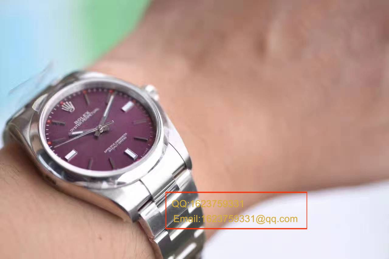 【JF Factory  top 1:1复刻高仿手表】 Rolex  oyster perpetual 动系列114300红葡萄色 wrist watch  / R151