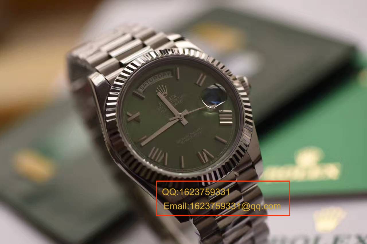 【独家视频测评EW Factory 1:1 top 高仿手表】 Rolex  Day-Date 型系列228239绿盘 wrist watch  / R111