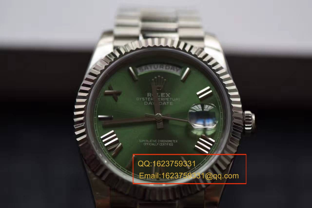 【独家视频测评EW Factory 1:1 top 高仿手表】 Rolex  Day-Date 型系列228239绿盘 wrist watch  / R111