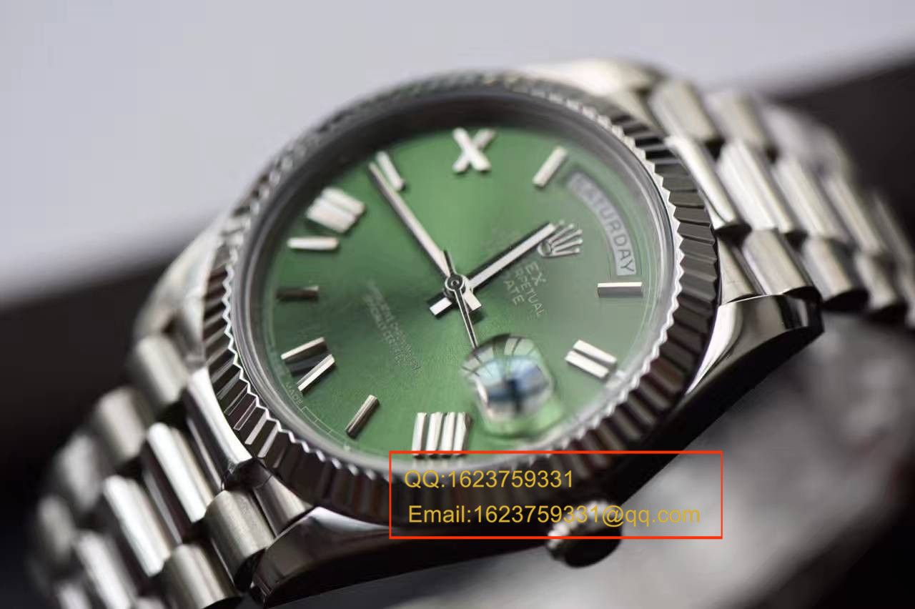【独家视频测评EW Factory 1:1 top 高仿手表】 Rolex  Day-Date 型系列228239绿盘 wrist watch  / R111
