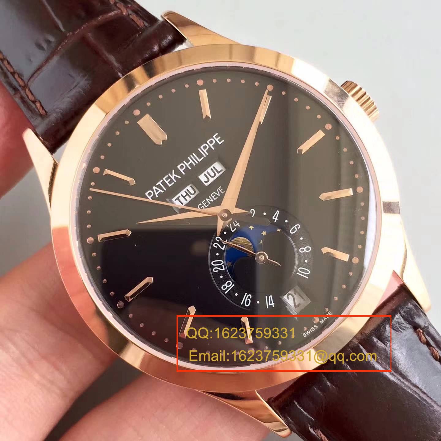 【台湾 Factory 1:1超A高仿 wrist watch 】 PATEK PHILIPPE 复杂功能计时系列5396/1R-001 月相皮带款玫瑰金 wrist watch  / BD209